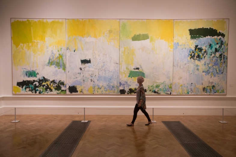Joan Mitchell, Salut Tom, 1979. Oil on canvas, four panels, 280.5 x 802.6 cm overall. National Gallery of Art, Washington DC. Corcoran Collection. Reproduced with kind permission from the Royal Academy. Photo. © David Parry. 